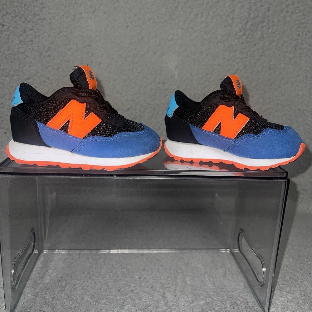 New Balance 237‎ Sneakers Toddler Size 4 Blue Suede Orange Logo Shoes GH237NO1